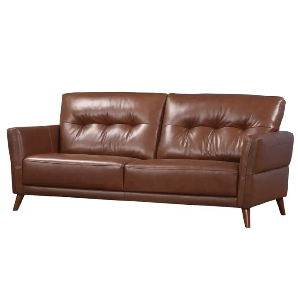 Celina 3-Seater Sofa with Tapered Legs - Saddle, Leather