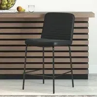 Celina Bar Stool with Metal Frame - Black, Faux Leather