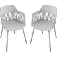 Celina Bistro Dining Chairs Pair - Light Grey, Resin
