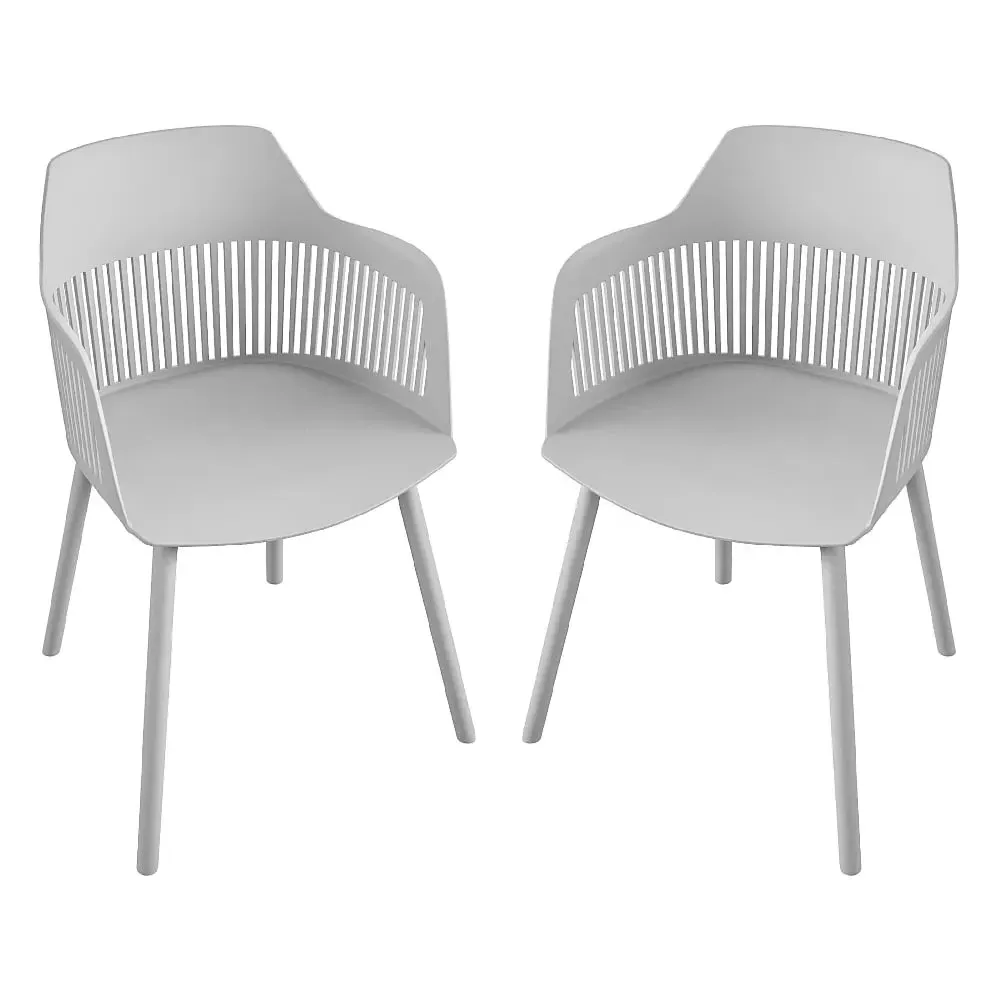 Celina Bistro Dining Chairs Pair - Light Grey, Resin image