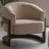 Celina Fabric Armchair with Wooden Frame - Cream