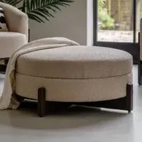 Celina Fabric Footstool with Storage - Cream