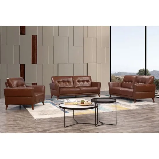 Celina Sofa Suite - Saddle, Leather image