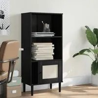 Celle 2-Shelf Bookcase with Doors - Black, Pinewood