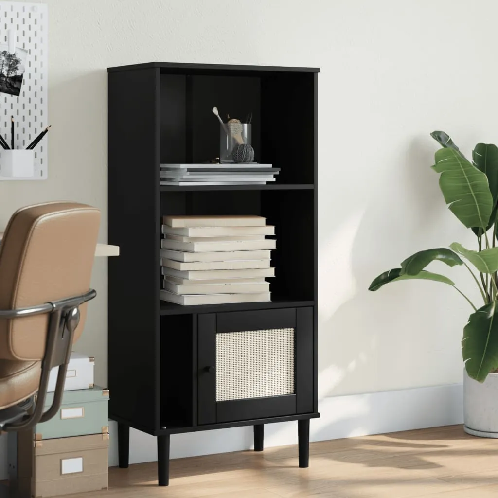 Celle 2-Shelf Bookcase with Doors - Black, Pinewood image