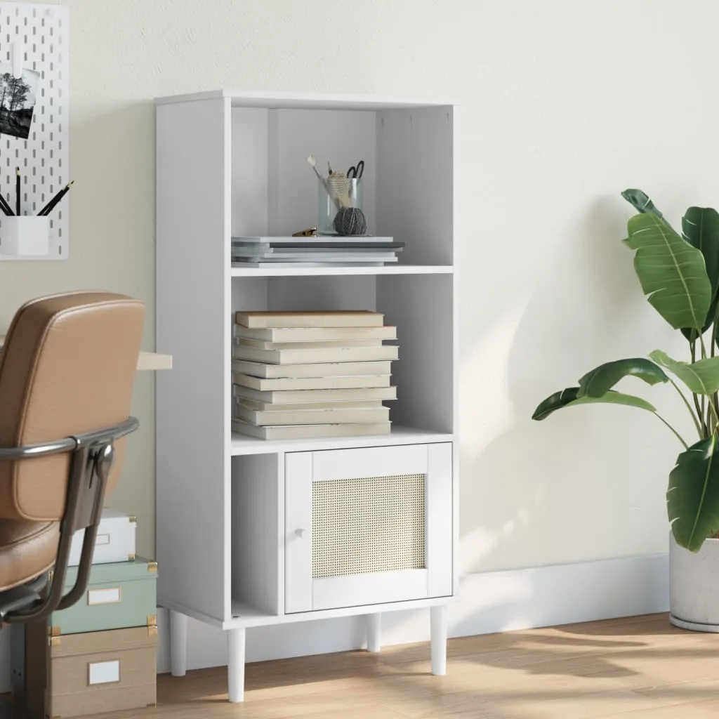 Celle 2-Shelf Bookcase with Doors - White, Pinewood