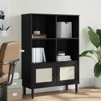 Celle 4-Shelf Bookcase with Doors - Black, Pinewood