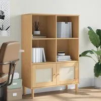 Celle 4-Shelf Bookcase with Doors - Brown, Pinewood