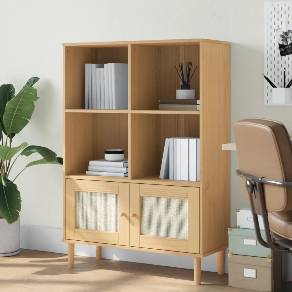 Celle 4-Shelf Bookcase with Doors - Brown, Pinewood