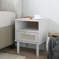 Celle Bedside Cabinet with 1 Drawer - White, Pinewood