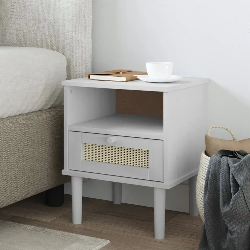 Celle Bedside Cabinet with 1 Drawer - White, Pinewood image