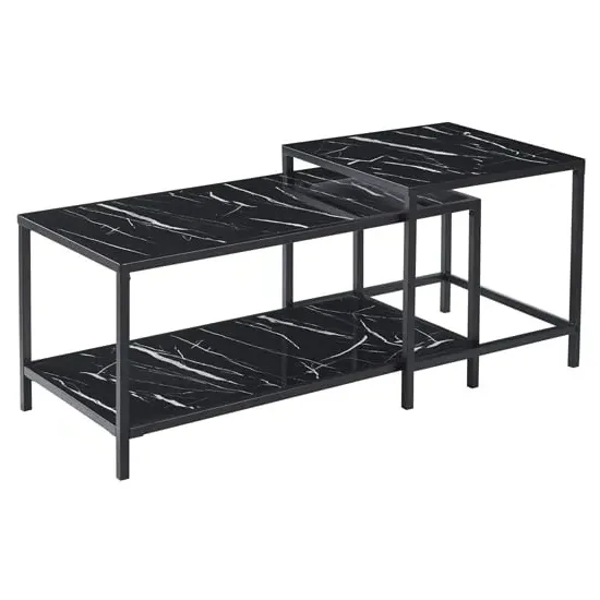 Celle Coffee Table and Side Table Set - Black Marble Effect image