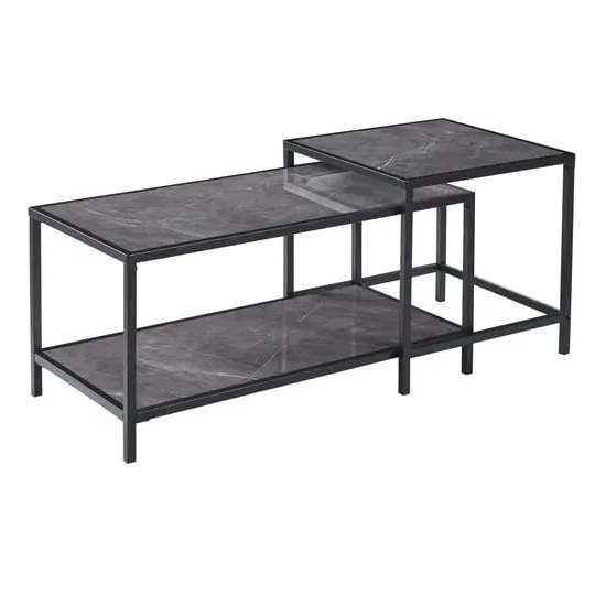 Celle Coffee Table and Side Table Set - Grey Marble Effect
