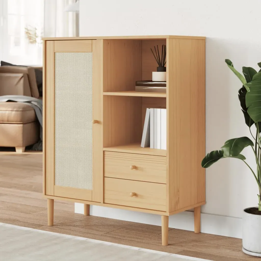 Celle Pinewood Highboard with Storage - Brown, Pinewood image