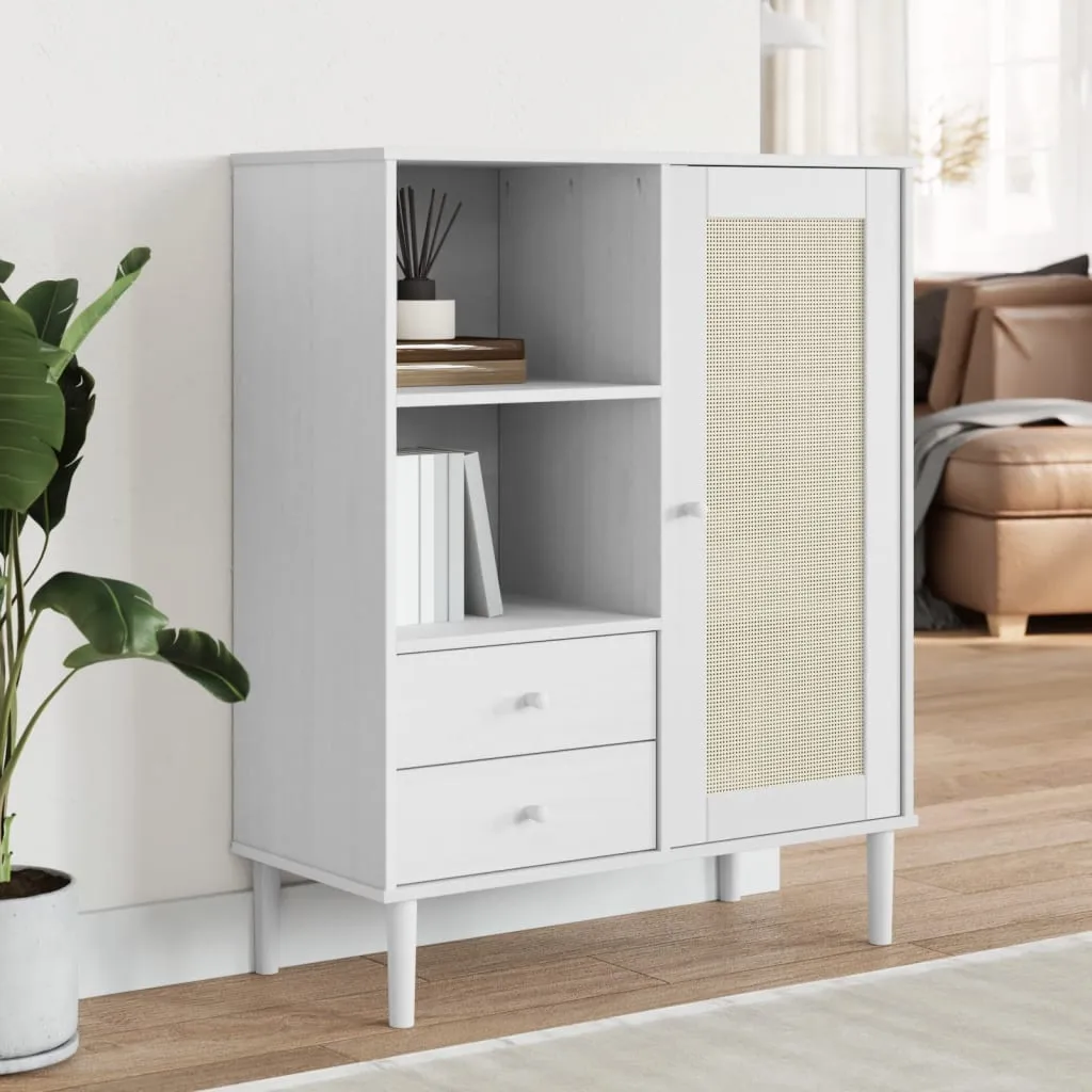Celle Pinewood Highboard with Storage - White, Pinewood