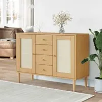 Celle Sideboard with 2 Doors 4 Drawers - Brown, Pinewood