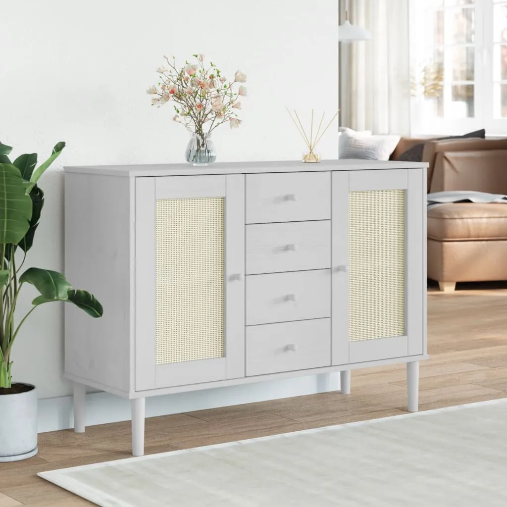 Celle Sideboard with 2 Doors 4 Drawers - White, Pinewood