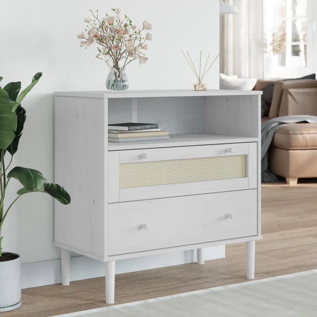 Celle Sideboard with 2 Drawers - White, Pinewood