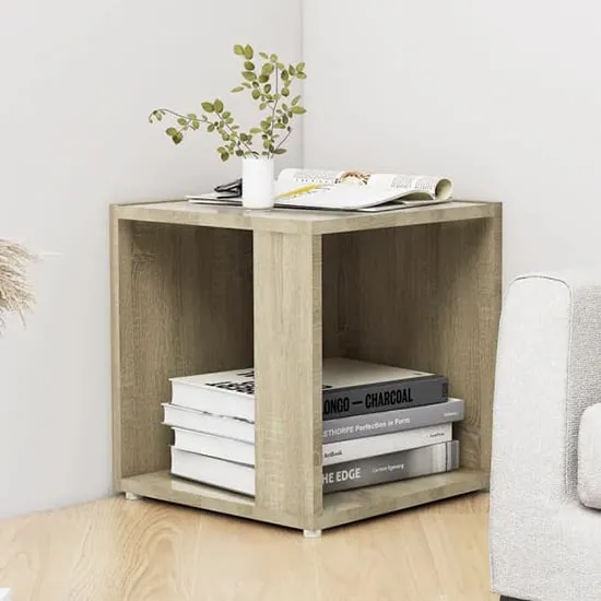 Celous Square Side Table - Sonoma Oak, Engineered Wood