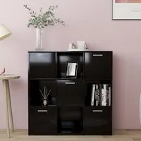 Celsa Bookcase with 5 Doors - Black, Chipboard