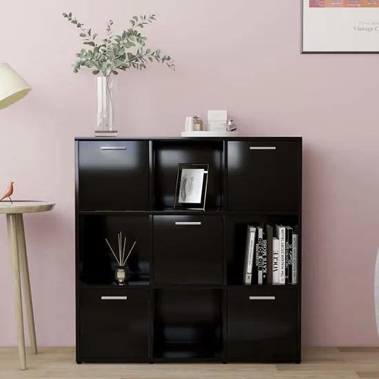 Celsa Bookcase with 5 Doors - Black, Chipboard image