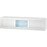 Celtic Large TV Stand with LED Lighting - White, High Gloss
