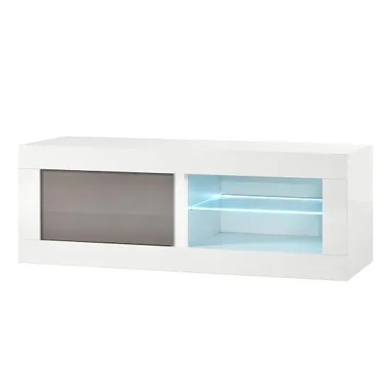 Celtic Small TV Stand with LED Lighting - White, High Gloss image