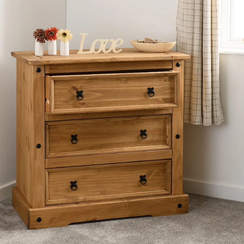 Central 3-Drawer Chest of Drawers - Oak