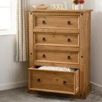 Central 4-Drawer Tall Chest of Drawers - Oak
