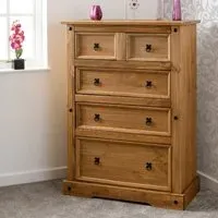 Central 5-Drawer Chest of Drawers - Oak