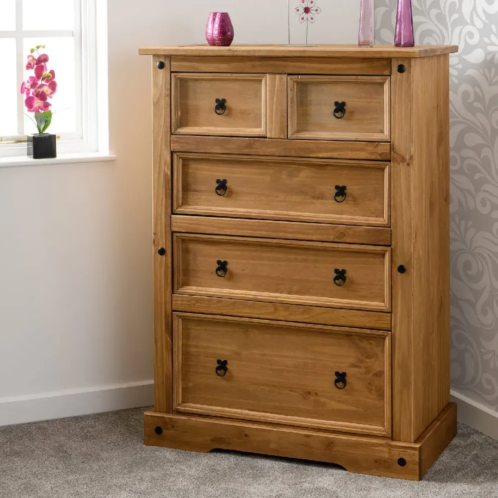 Central 5-Drawer Chest of Drawers - Oak