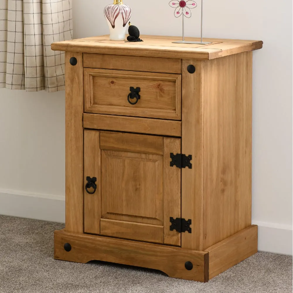 Central Bedside Cabinet with 1 Drawer 1 Door - Oak