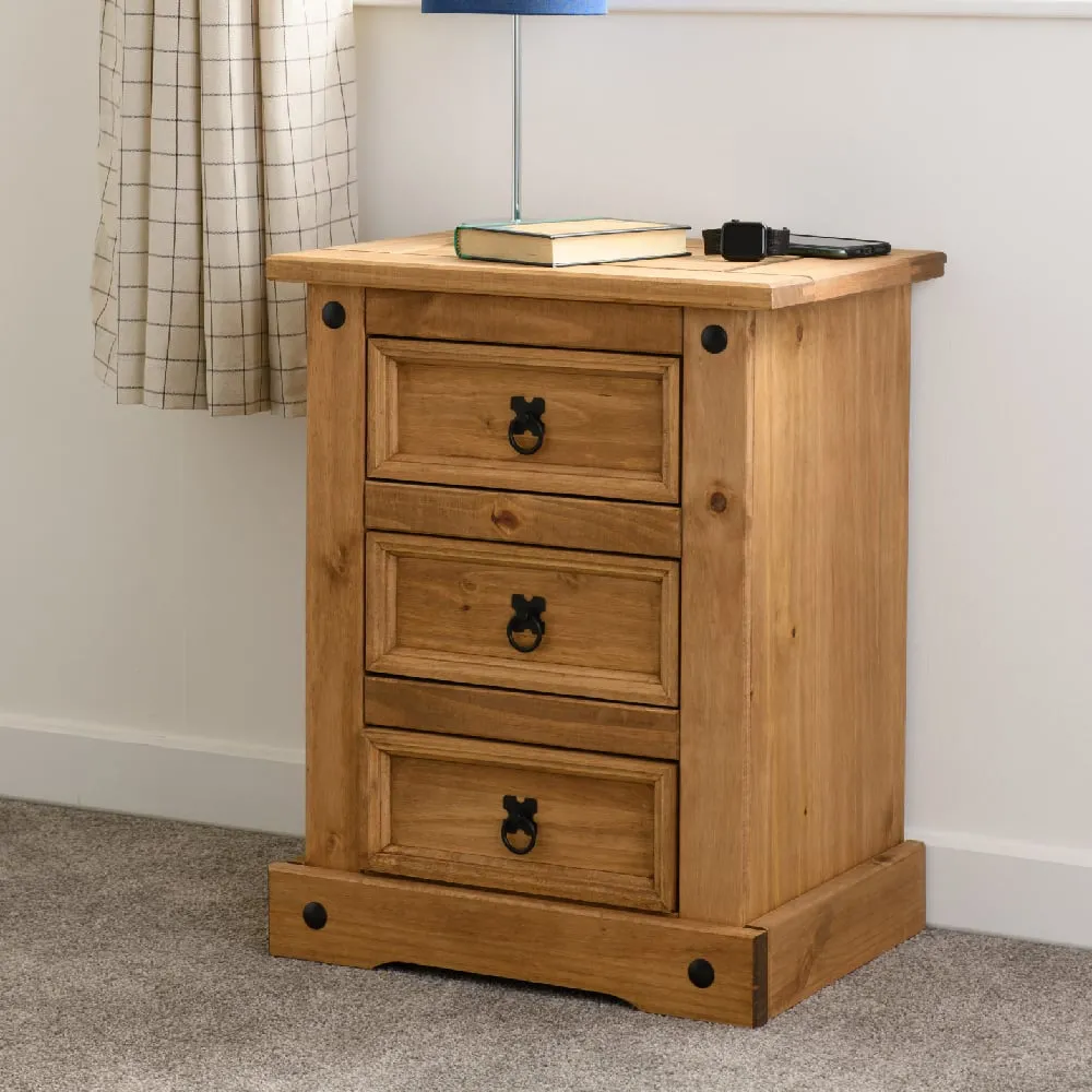 Central Bedside Cabinet with 3 Drawers - Oak