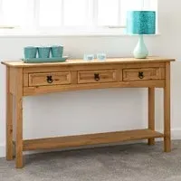 Central Console Table with 3 Drawers - Oak