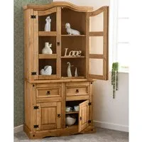 Central Display Cabinet with 4 Doors 2 Drawers - Oak