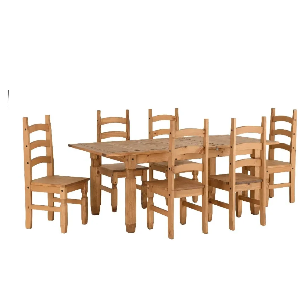 Central Extendable Dining Table with 6 Oak Chairs