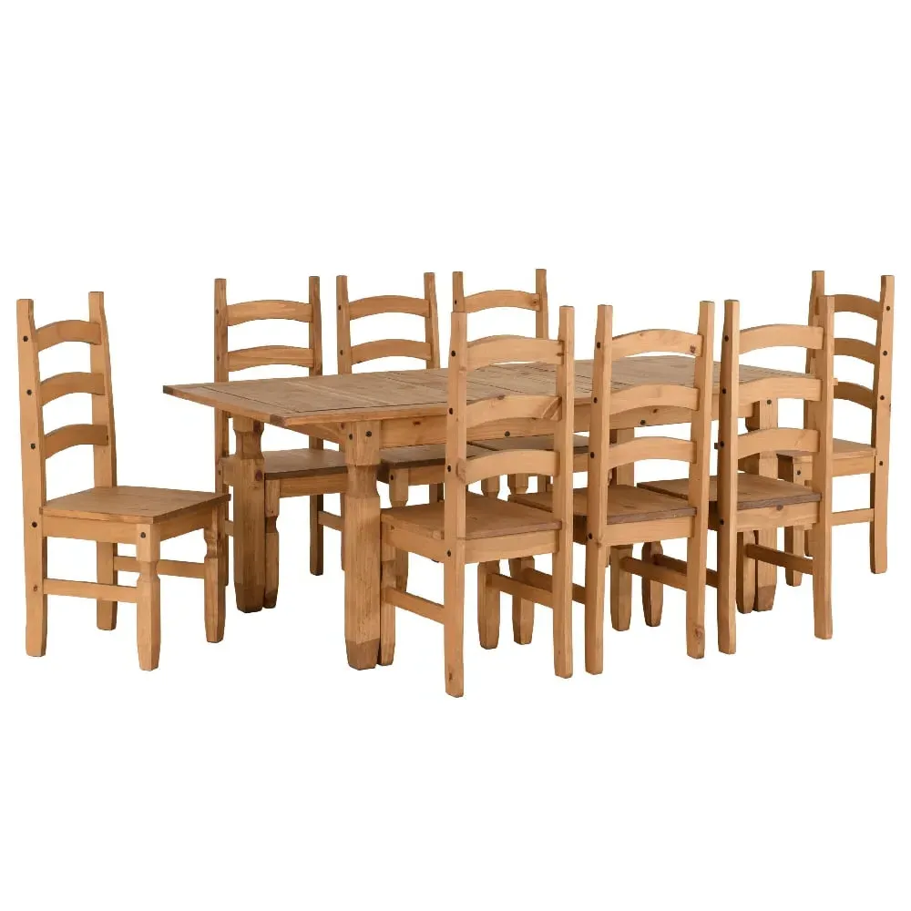 Central Extendable Dining Table with 8 Oak Chairs