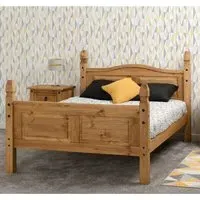 Central King Size Bed Frame with High Footboard - Oak