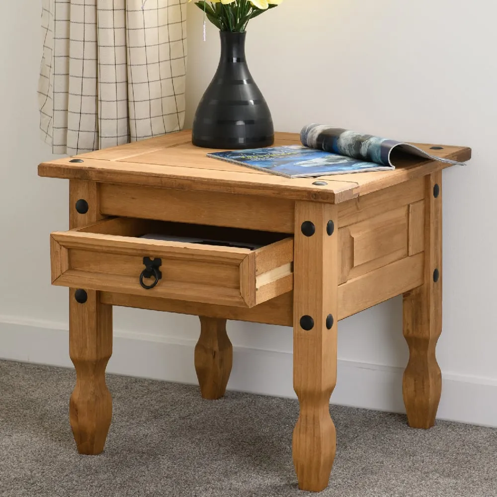 Central Lamp Table with 1 Drawer - Oak