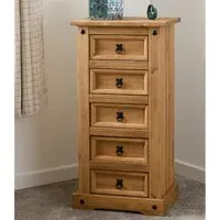Central Narrow 5-Drawer Chest of Drawers - Oak