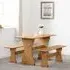 Central Rectangular Dining Table with 2 Benches - Oak
