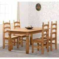 Central Rectangular Dining Table with 4 Oak Chairs
