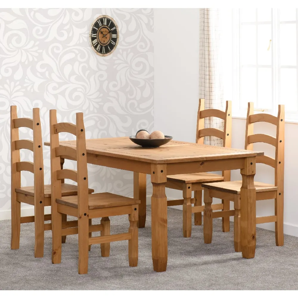 Central Rectangular Dining Table with 4 Oak Chairs