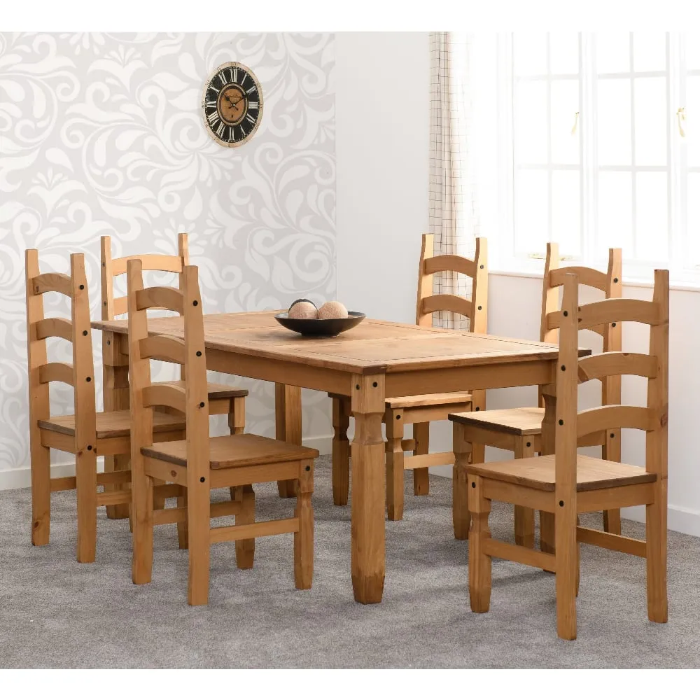 Central Rectangular Dining Table with 6 Chairs - Oak