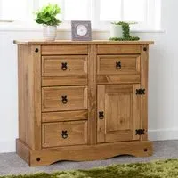 Central Sideboard with 1 Door 4 Drawers - Oak