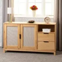 Central Sideboard with 2 Doors 2 Drawers - Oak
