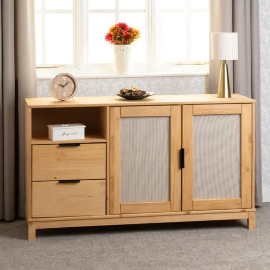 Central Sideboard with 2 Doors 2 Drawers - Oak image