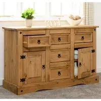 Central Sideboard with 2 Doors 5 Drawers - Oak