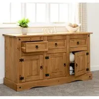 Central Sideboard with 3 Doors 3 Drawers - Oak