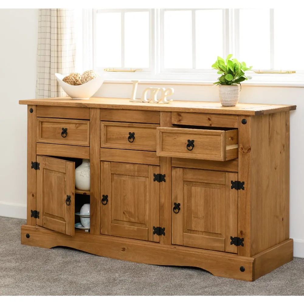 Central Sideboard with 3 Doors 3 Drawers - Oak